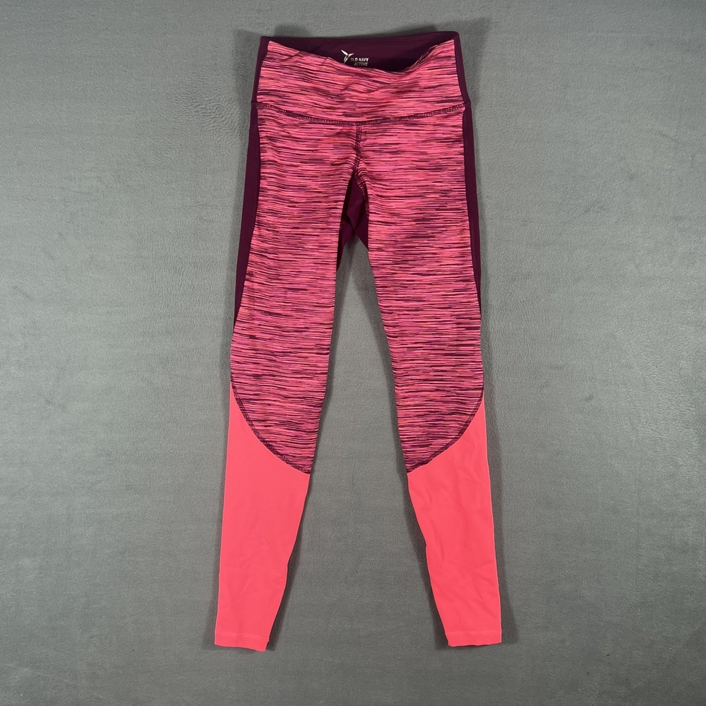 Old Navy Active GO-DRY Women's XS Fitted Leggings Pink Burgundy Block Athletic